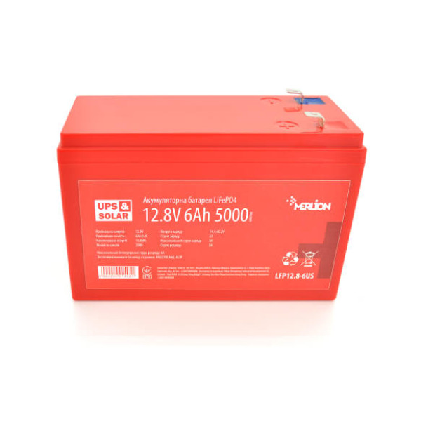 Купить Литий-железо-фосфатный аккумулятор Merlion LiFePO4 12.8V 6AH (4S1P/BMS-10A), (151x65x97), 0,75kg for UPS, до 5000 циклов, Q12
