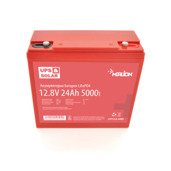 Купити Літій-залізо-фосфатний акумулятор Merlion LiFePO4 12.8V 24AH (4S4P/BMS-30A), (179x75x167) for UPS, до 5000 циклів, Q6