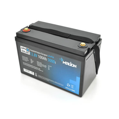 Купити Літій-залізо-фосфатний акумулятор Merlion LiFePO4 12.8V 100AH,(4S1P/BMS-50A),(330x173x220), до 5000 циклів