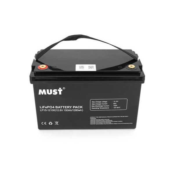 Купити Акумуляторна батарея Must LiFePO4 LP15-12100 12,8V 100Ah, 1,28kWh, BMS50A@4S, 6000 cycles, 339x185x218, 12kg