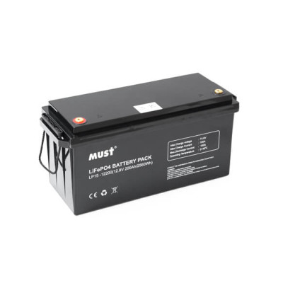 Купить Аккумуляторная батарея Must LiFePO4 LP15-12200 12,8V 200Ah, 2,56kWh, BMS100A@4S, 6000 cycles, 502x185x243, 23kg