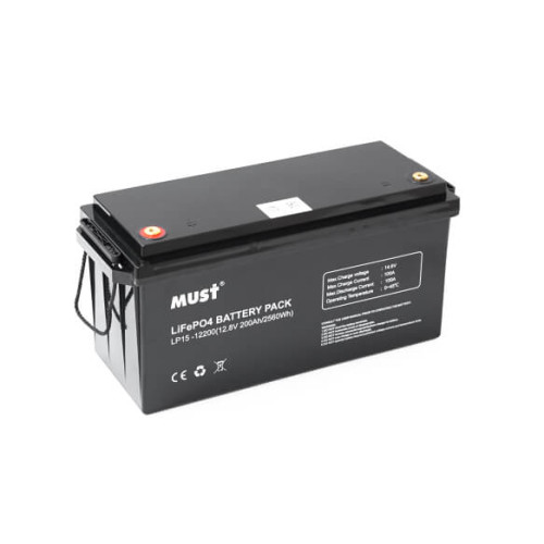 Купить Аккумуляторная батарея Must LiFePO4 LP15-12200 12,8V 200Ah, 2,56kWh, BMS100A@4S, 6000 cycles, 502x185x243, 23kg