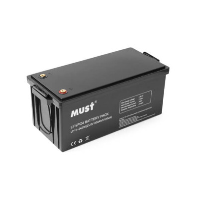 Купить Аккумуляторная батарея Must LiFePO4 LP15-24200 25.6V 200Ah, 5,12kWh, BMS100A@4S, 6000 cycles, 522x240x218, 45kg