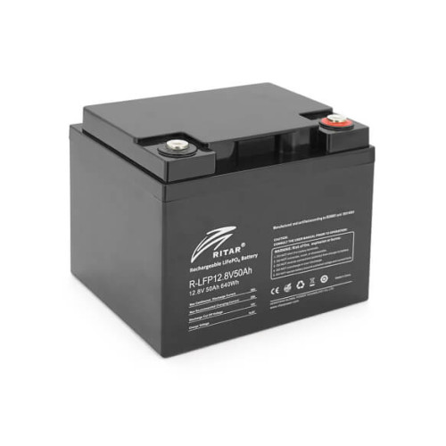 Купити Акумуляторна батарея Ritar LiFePO4 12,8V 50Ah 640Wh BMS25@4S (198х166х169 мм), 6.5kg Q2