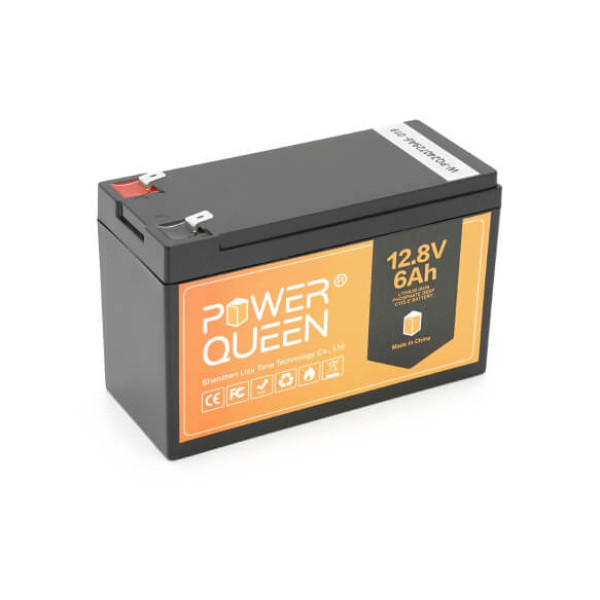 Купить Аккумуляторная батарея Power Queen LiFePO4 12.8V 6Ач 76Wh,BMS 6A F2, 151*65*94mm