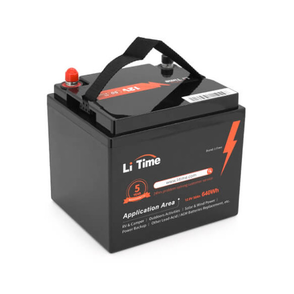 Купити Акумуляторна батарея Li-TIME LiFePO4 12,8V 50Ah 640Wh(100/100A), заряд 14,4В/10А, (198 x 166 x 170мм), 5,24kg, Q1