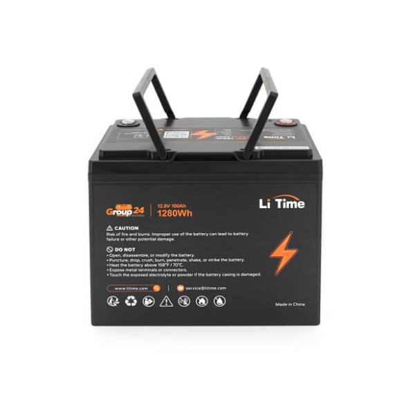 Купить Аккумуляторная батарея Li-TIME Group 24 LiFePO4 12.8 100Ач 1280Wh,(100/100A) M8, 200*258*168mm