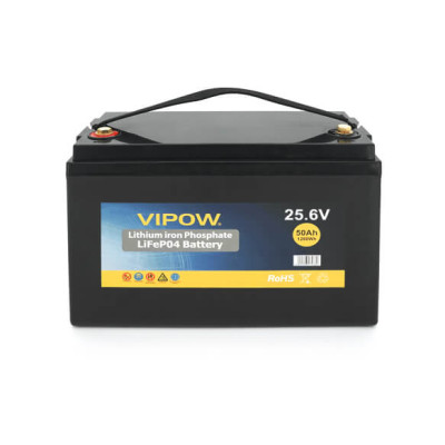 Купить Аккумуляторная батарея Vipow LiFePO4 25,6V 50Ah со встроенной ВМS платой 40A (330*175*220), 10,3kg