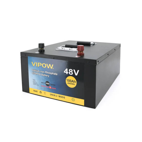 Купити Акумуляторна батарея Vipow LiFePO4 51,2V 100Ah з вбудованою ВМS платою 80A (450*442*177)
