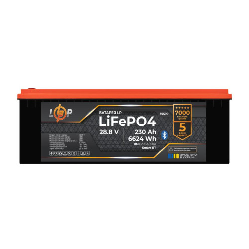 Купити Акумулятор LP LiFePO4 28,8V (9S) - 230 Ah (6624Wh) (BMS 200A/100А) пластик Smart BT