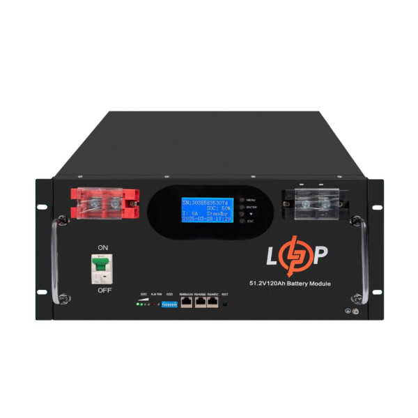 Купити Акумулятор LP LiFePO4 51,2V - 120 Ah 6000Wh (Smart BMS 100A) с LCD RM AB RS485/CAN