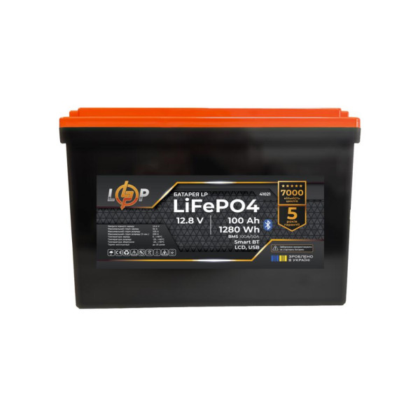 Купить Аккумулятор LP LiFePO4 12,8V – 100 Ah (1280Wh) (BMS 100A/50А) пластик LCD USB Smart BT