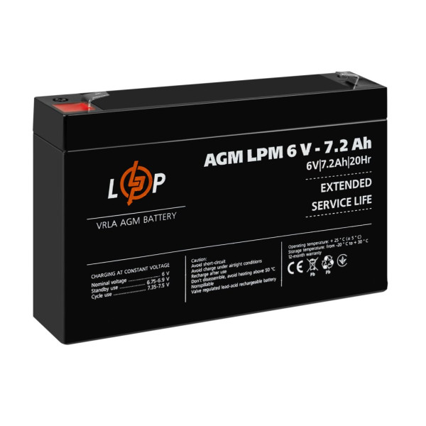 Купити Акумулятор AGM LPM 6V - 7.2 Ah