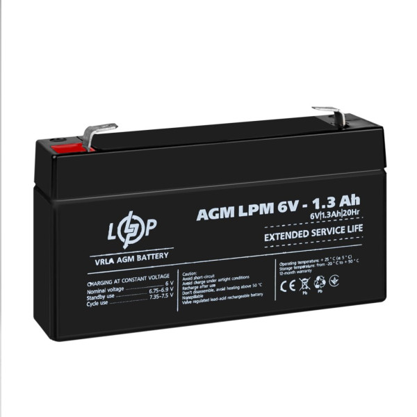 Купити Акумулятор AGM LPM 6V - 1.3 Ah