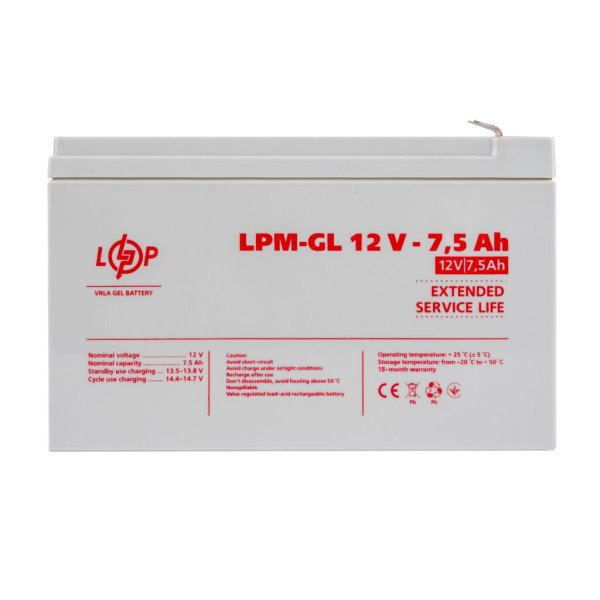 Купити Акумулятор гелевий LPM-GL 12V - 7.5 Ah