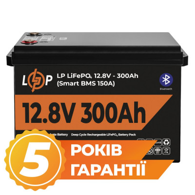 Купить Аккумулятор LP LiFePO4 12,8V - 300 Ah (3840Wh) (Smart BMS 200А) с BT пластик