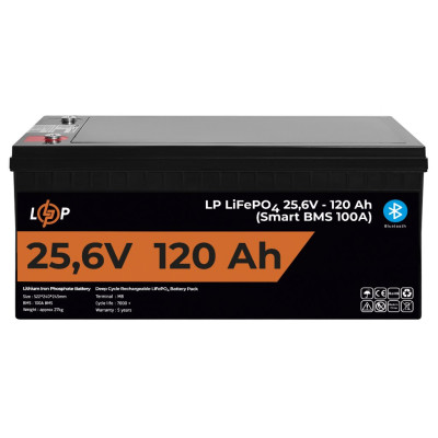 Купить Аккумулятор LP LiFePO4 25,6V - 120 Ah (3072Wh) (Smart BMS 100А) с BT пластик для ИБП