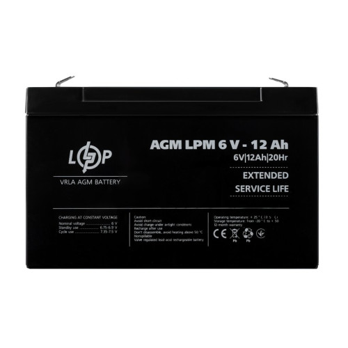 Купити Акумулятор AGM LPM 6V - 12 Ah