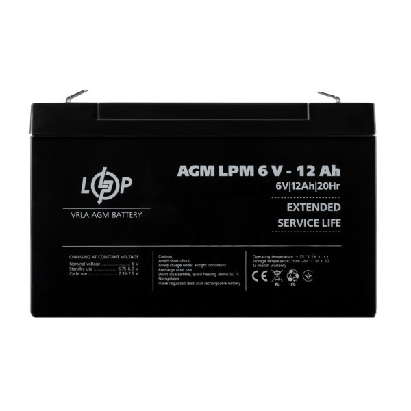 Купити Акумулятор AGM LPM 6V - 12 Ah