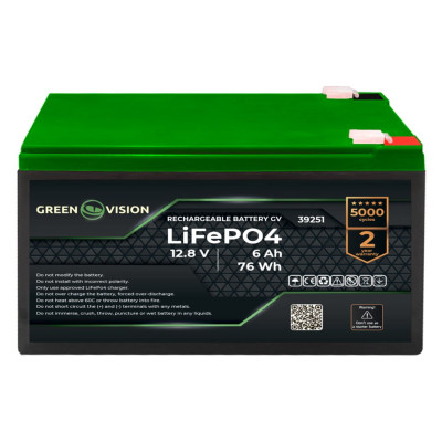 Купити Акумулятор GV LiFePO4 12,8V - 6Ah (76Wh)