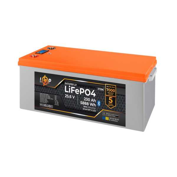 Купити Акумулятор LP LiFePO4 25,6V - 230 Ah (5888Wh) (BMS 200A/100А) пластик LCD Smart BT