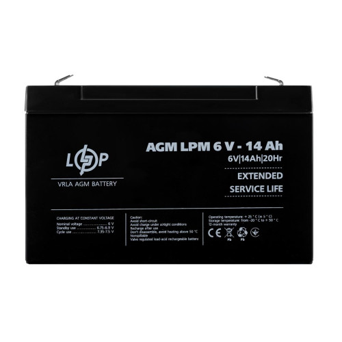 Купити Акумулятор AGM LPM 6V - 14 Ah