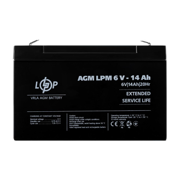 Купить Аккумулятор AGM LPM 6V - 14 Ah