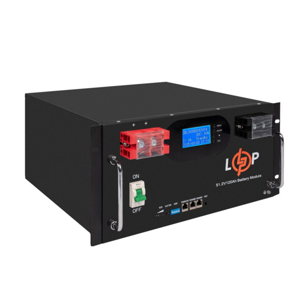 Купити Акумулятор LP LiFePO4 51,2V - 120 Ah 6000Wh (Smart BMS 100A) с LCD RM AB RS485/CAN