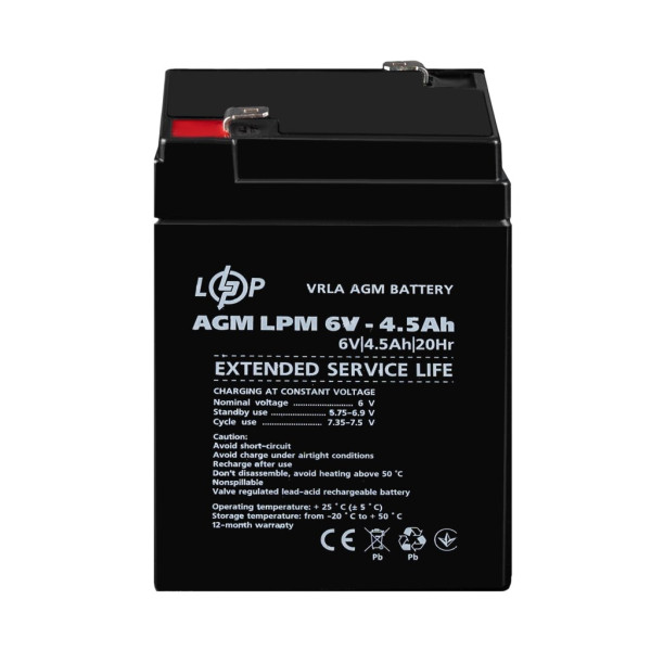 Купити Акумулятор AGM LPM 6V - 4.5 Ah
