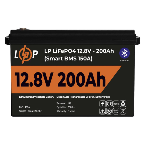 Купить Аккумулятор LP LiFePO4 12V (12,8V) - 200 Ah (2560Wh) (Smart BMS 150А) с BT пластик Уценка