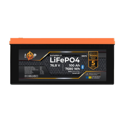 Купить Аккумулятор LP LiFePO4 76,8V - 100 Ah (7680Wh) (BMS 200/100А) металл Smart BT
