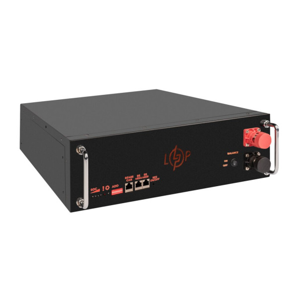 Купити Акумулятор LP LiFePO4 51,2V - 100 Ah (5120Wh) (BMS SP 100A/50А) RM RS485/CAN LCD BL