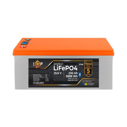 Купити Акумулятор LP LiFePO4 25,6V - 230 Ah (5888Wh) (BMS 200A/100А) пластик LCD Smart BT