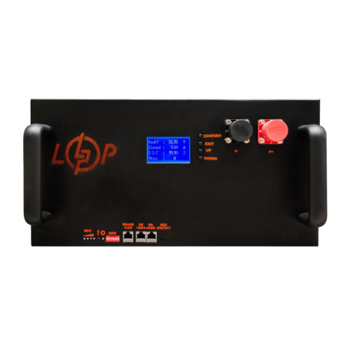 Купити Акумулятор LP LiFePO4 51,2V - 100 Ah (5120Wh) (BMS 200A/100А) з LCD метал Smart RM RS485/CAN