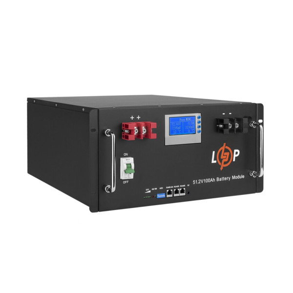Купити Акумулятор LP LiFePO4 48V (51,2V) - 100 Ah (5120Wh) (Smart BMS 100A) з LCD RM