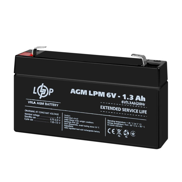 Купить Аккумулятор AGM LPM 6V - 1.3 Ah