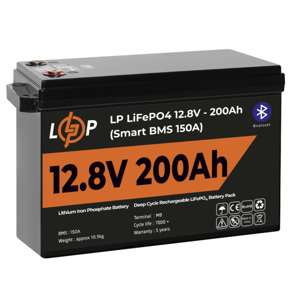 Купить Аккумулятор LP LiFePO4 12V (12,8V) - 200 Ah (2560Wh) (Smart BMS 150А) с BT пластик Уценка