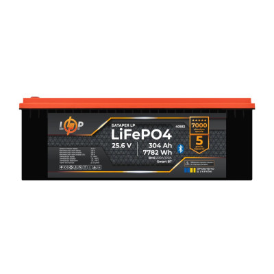 Купити Акумулятор LP LiFePO4 25,6V - 304 Ah (7782Wh) (BMS 200A/100А) пластик Smart BT