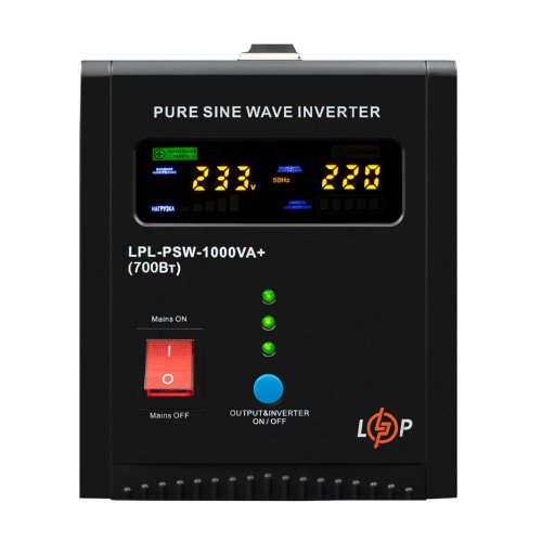 Купити ДБЖ LP LPL-PSW-1000VA+ (700Вт) 10A/30A з правильною синусоїдою 12V