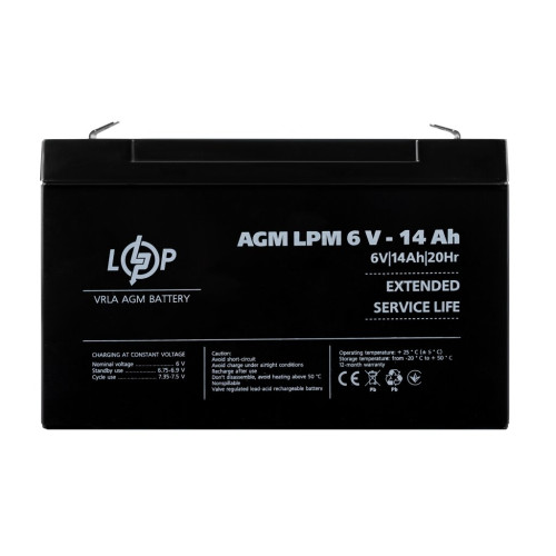 Купити (4160) Акумулятор AGM LPM 6V - 14 Ah 09/23