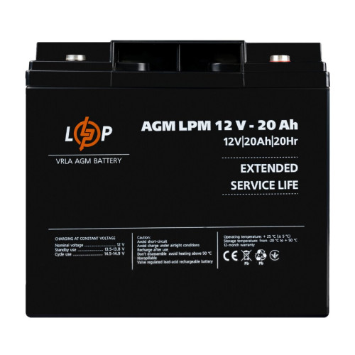 Купити Акумулятор AGM LPM 12V-20 Ah під болт М5
