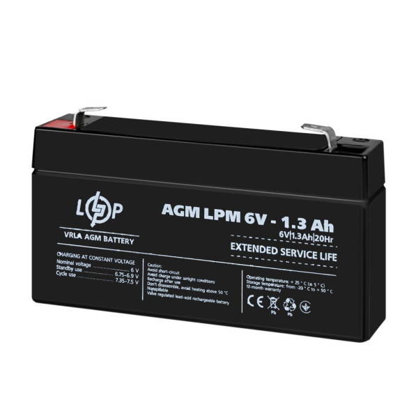 Купити Акумулятор AGM LPM 6V - 1.3 Ah