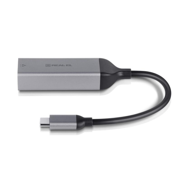 Купити Мережевий адаптер REAL-EL CE-150 USB Type-C - RJ45 (M/F), 0.1 м, Black (EL123110004)