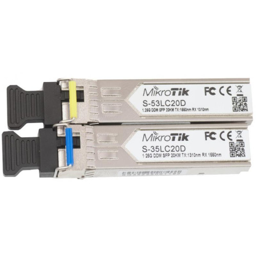 Купить Модуль SFP MikroTik S-3553LC20D пара (1.25G Single Mode, LC, до 20км, поддерживает DDM)