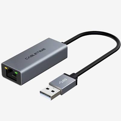 Купити Мережевий адаптер Cabletime USB 100Mbps Ethernet, 0.15m,Space Grey (CB52G)