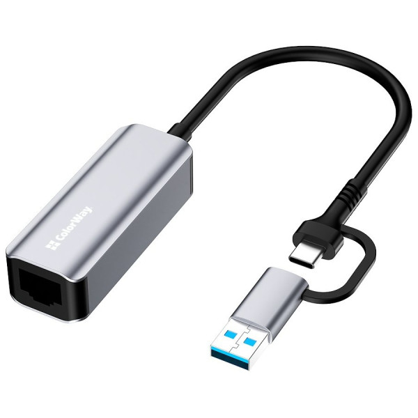Купить Мережевий адаптер ColorWay USB-A/USB-С 3.0 - RJ45 (CW-AD-CRG)