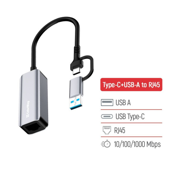 Купить Мережевий адаптер ColorWay USB-A/USB-С 3.0 - RJ45 (CW-AD-CRG)