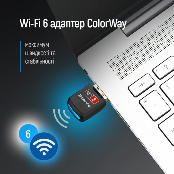 Купить Бездротовий адаптер ColorWay Wi-Fi 6 (CW-AD-W1)