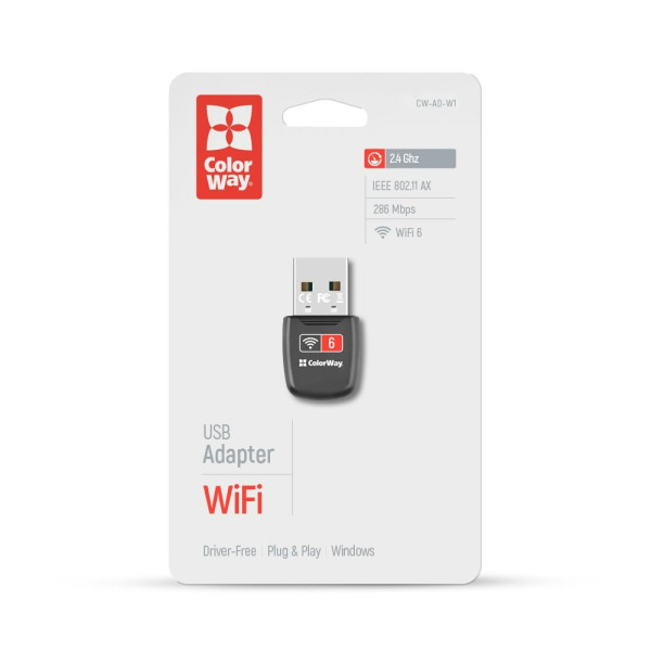 Купить Бездротовий адаптер ColorWay Wi-Fi 6 (CW-AD-W1)