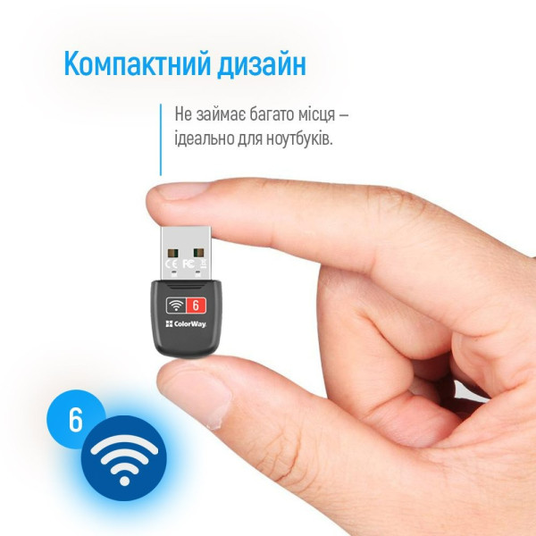 Купить Бездротовий адаптер ColorWay Wi-Fi 6 (CW-AD-W1)